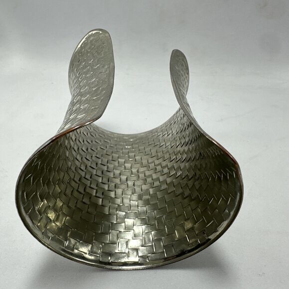 Wide Woven Cuff Bracelet Statement Fashion‎ Jewelry Silver Tone - Picture 4 of 9